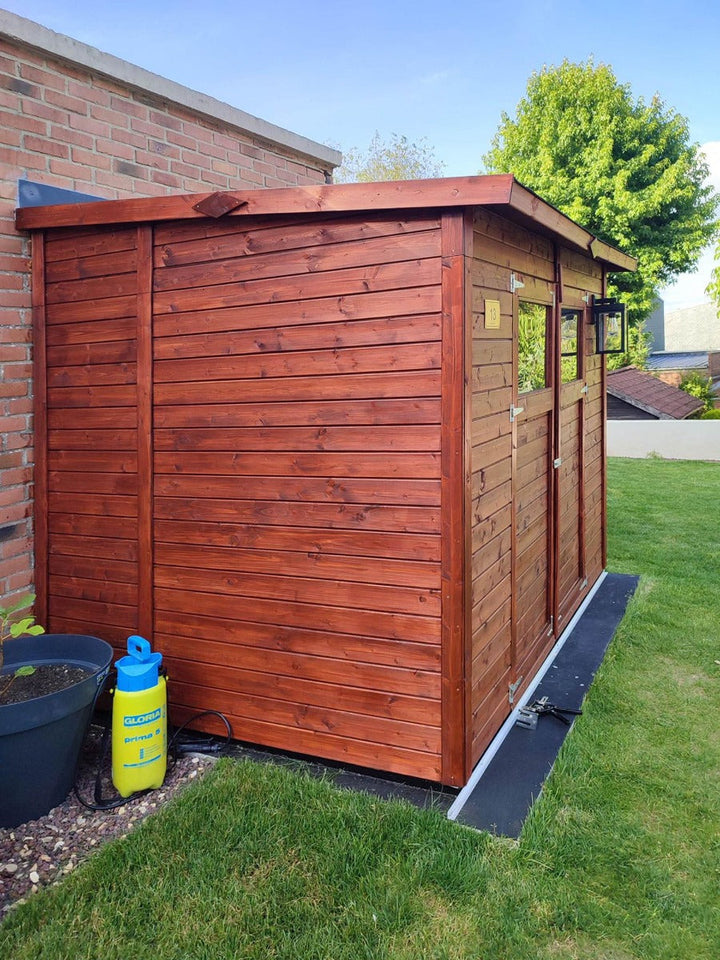 Gartenhaus Dresden 03 inkl. Fußboden, Naturbelassen - 14 mm Elementgartenhaus, Nutzfläche: 4,20 m², Pultdach