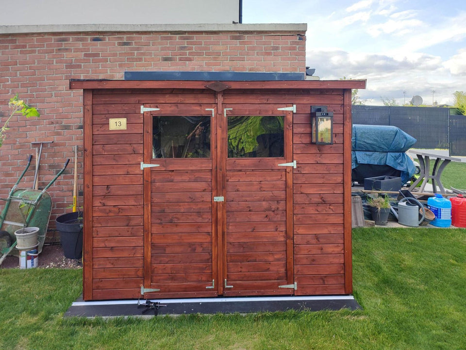 Gartenhaus Dresden 03 inkl. Fußboden, Naturbelassen - 14 mm Elementgartenhaus, Nutzfläche: 4,20 m², Pultdach