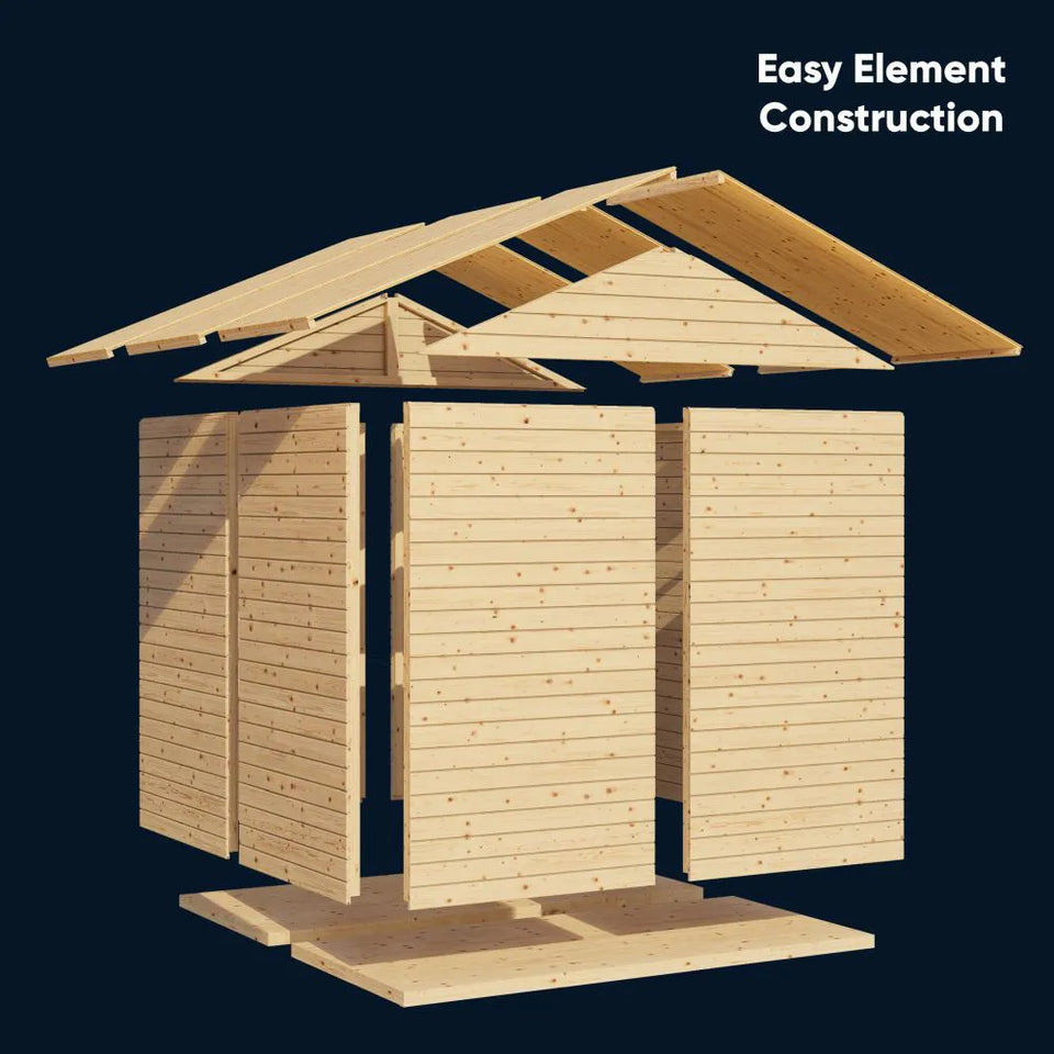 Gartenhaus Koblenz 01 inkl. Fußboden, Naturbelassen - 19 mm Elementgartenhaus, Nutzfläche: 5,9 m²