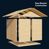 Gartenhaus Koblenz 01 inkl. Fußboden, Naturbelassen - 19 mm Elementgartenhaus, Nutzfläche: 5,9 m²