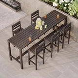 Einfacher Outdoor-Bartisch, UV-beständig mit rechteckigem Eisenrahmen in Mitternachtsschwarz