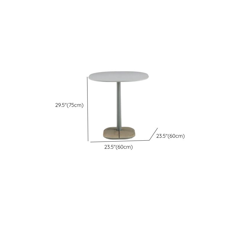 Einfacher Terrassentisch/Outdoor-Bartisch mit Teak- und Steinplatte in Hellgrau/Naturfarbe, rechteckig/rund