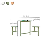 Moderner quadratischer Outdoor-Picknicktisch aus Eisen mit Kreide/Grün/Orange Gestell