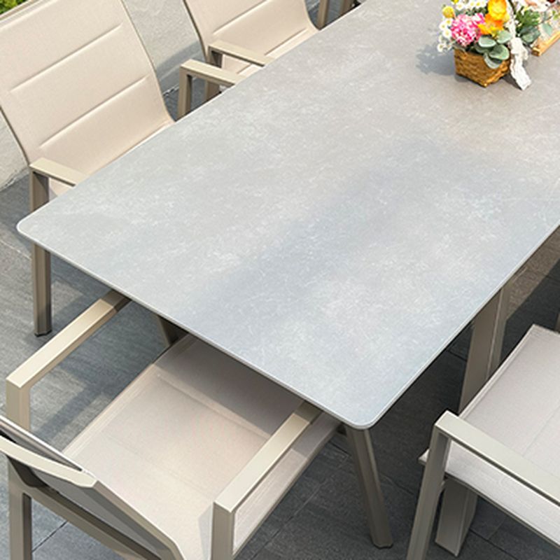 Moderner rechteckiger Outdoor-Esstisch mit Zinnsteinplatte