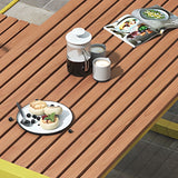 Einfacher Terrassentisch in Hellbraun mit UV-beständigem rechteckigem Eisenrahmen