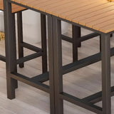 Einfacher Outdoor-Bartisch, UV-beständig mit rechteckigem Eisenrahmen in Mitternachtsschwarz