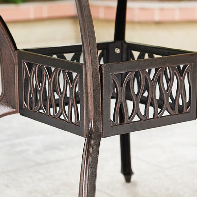 Moderner Outdoor-Esstisch mit Keramik-Grau/Holzmaserung-Oberfläche