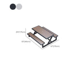 Einfacher Outdoor-Picknicktisch in Hellbraun, UV-beständig, rechteckiger Metallrahmen