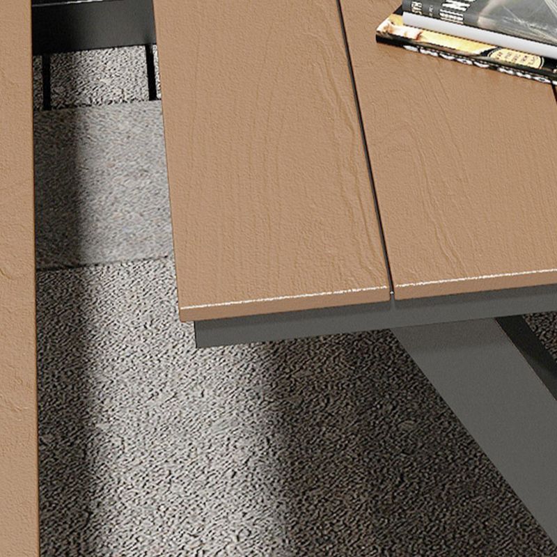 Einfacher/Glamouröser Outdoor-Picknicktisch in Schwarz/Hellbraun mit UV-beständigem rechteckigem Metallrahmen