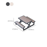 Einfacher Outdoor-Picknicktisch in Hellbraun, UV-beständig mit rechteckigem Eisenrahmen