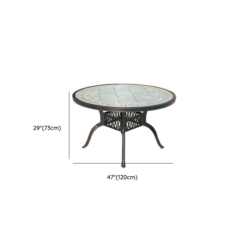 Moderner Outdoor-Esstisch mit Keramik-Grau/Holzmaserung-Oberfläche