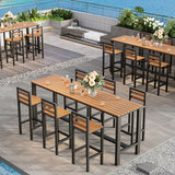 Einfacher Outdoor-Bartisch, UV-beständig mit rechteckigem Eisenrahmen in Mitternachtsschwarz