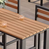 Einfacher Outdoor-Bartisch, UV-beständig mit rechteckigem Eisenrahmen in Mitternachtsschwarz