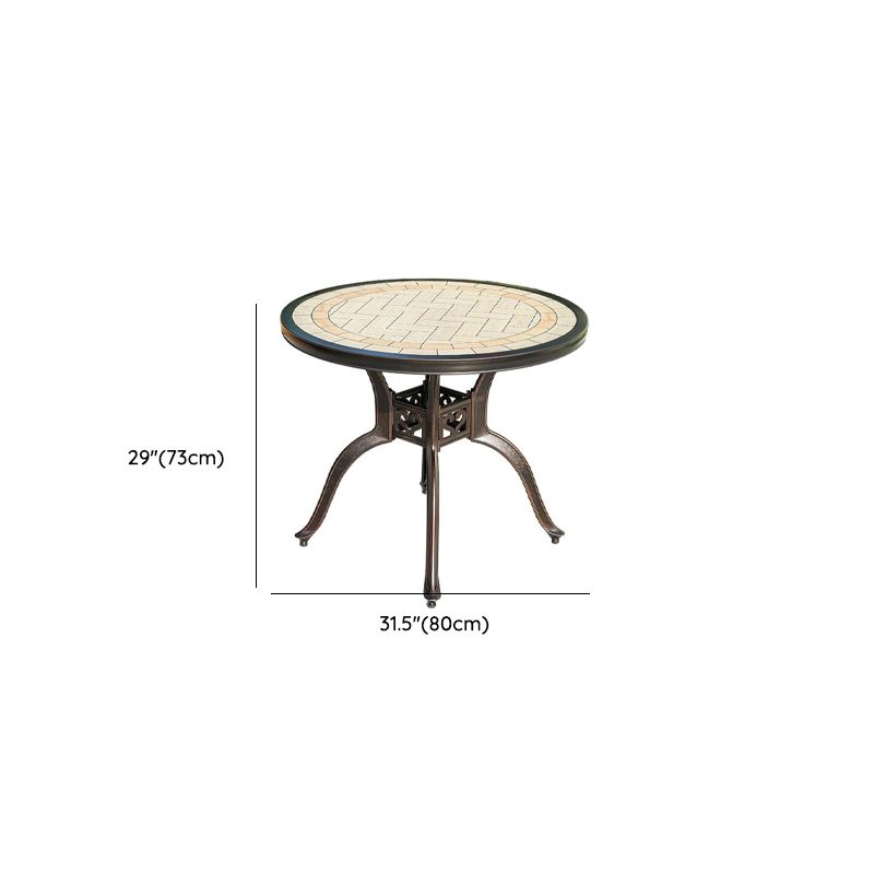 Moderner Outdoor-Esstisch mit Keramik-Grau/Holzmaserung-Oberfläche