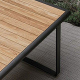 Moderner Outdoor-Esstisch mit Holz-/Steinplatte und mitternachtsschwarzem Gestell