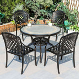 Moderner Outdoor-Esstisch mit Keramik-Grau/Holzmaserung-Oberfläche