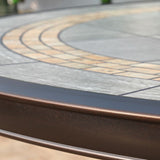 Moderner Outdoor-Esstisch mit Keramik-Grau/Holzmaserung-Oberfläche