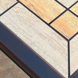 Moderner Outdoor-Esstisch mit Keramik-Grau/Holzmaserung-Oberfläche