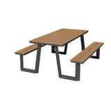 Einfacher/Glamouröser Outdoor-Picknicktisch in Schwarz/Hellbraun mit rostbeständigem rechteckigem Stahlrahmen