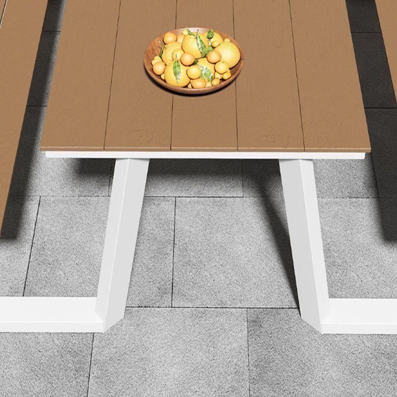 Einfacher/Glamouröser Outdoor-Picknicktisch in Schwarz/Hellbraun mit rostbeständigem rechteckigem Stahlrahmen