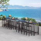 Einfacher Outdoor-Bartisch, UV-beständig mit rechteckigem Eisenrahmen in Mitternachtsschwarz