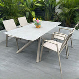 Moderner rechteckiger Outdoor-Esstisch mit Zinnsteinplatte