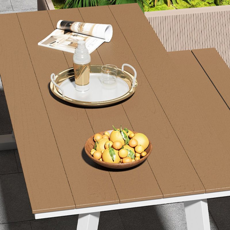 Einfacher/Glamouröser Outdoor-Picknicktisch in Schwarz/Hellbraun mit rostbeständigem rechteckigem Stahlrahmen