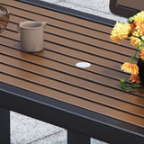 Einfacher Outdoor-Picknicktisch in Kakao, UV-beständig mit rechteckigem Metallrahmen