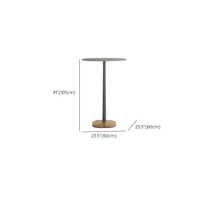 Einfacher Terrassentisch/Outdoor-Bartisch mit Teak- und Steinplatte in Hellgrau/Naturfarbe, rechteckig/rund