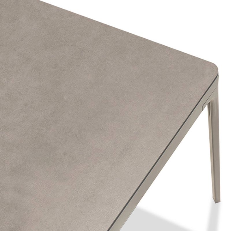 Einfacher Terrassentisch/Outdoor-Bartisch mit Teak- und Steinplatte in Hellgrau/Naturfarbe, rechteckig/rund