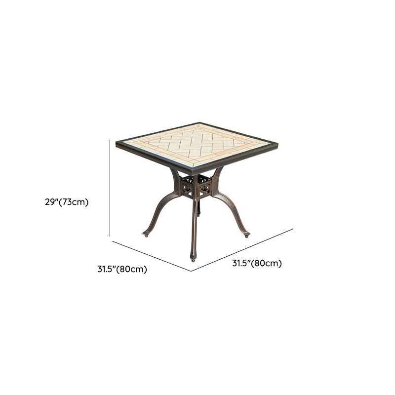 Moderner Outdoor-Esstisch mit Keramik-Grau/Holzmaserung-Oberfläche