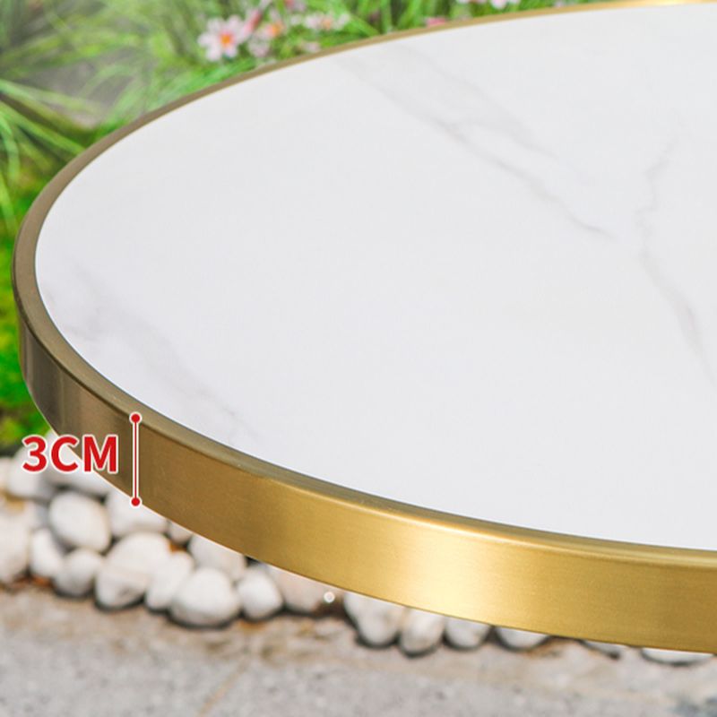 Moderner Outdoor-Esstisch mit weißem rundem Aluminiumrahmen