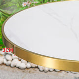 Moderner Outdoor-Esstisch mit weißem rundem Aluminiumrahmen