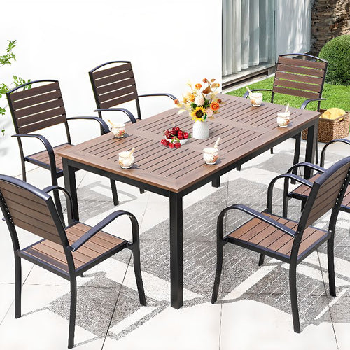 Moderner Outdoor-Esstisch mit Kakaolegierungsgestell