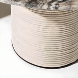 Moderner Outdoor-Esstisch mit Steintischplatte in Schwarz/Grau, oval/rund