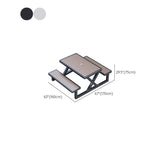 Einfacher Outdoor-Picknicktisch in Kakao mit UV-beständigem rechteckigem Eisenrahmen