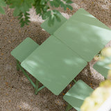 Moderner quadratischer Outdoor-Picknicktisch aus Eisen mit Kreide/Grün/Orange Gestell