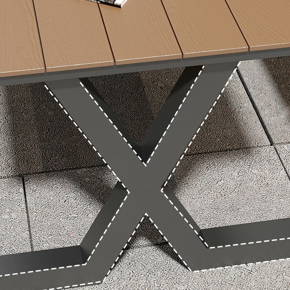 Einfacher/Glamouröser Outdoor-Picknicktisch in Schwarz/Hellbraun mit UV-beständigem rechteckigem Metallrahmen