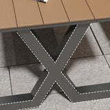 Einfacher/Glamouröser Outdoor-Picknicktisch in Schwarz/Hellbraun mit UV-beständigem rechteckigem Metallrahmen