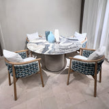 Moderner Outdoor-Esstisch mit Steintischplatte in Schwarz/Grau, oval/rund