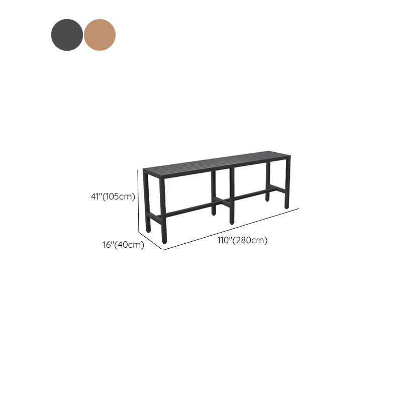 Einfacher Outdoor-Bartisch, UV-beständig mit rechteckigem Eisenrahmen in Mitternachtsschwarz