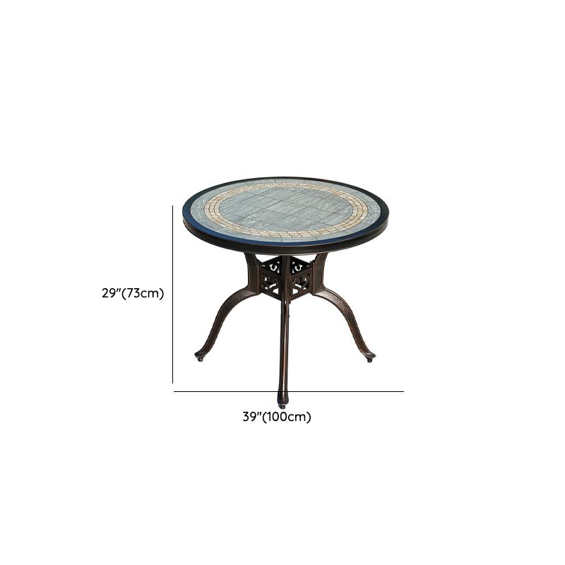 Moderner Outdoor-Esstisch mit Keramik-Grau/Holzmaserung-Oberfläche