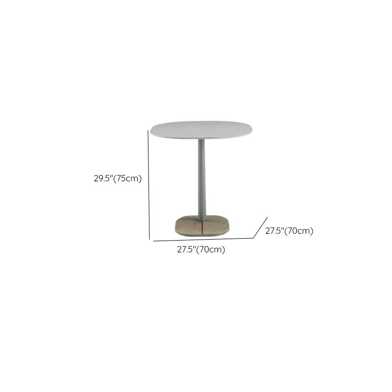 Einfacher Terrassentisch/Outdoor-Bartisch mit Teak- und Steinplatte in Hellgrau/Naturfarbe, rechteckig/rund