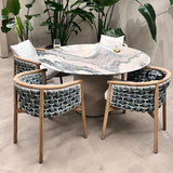 Moderner Outdoor-Esstisch mit Steintischplatte in Schwarz/Grau, oval/rund