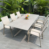 Moderner rechteckiger Outdoor-Esstisch mit Zinnsteinplatte