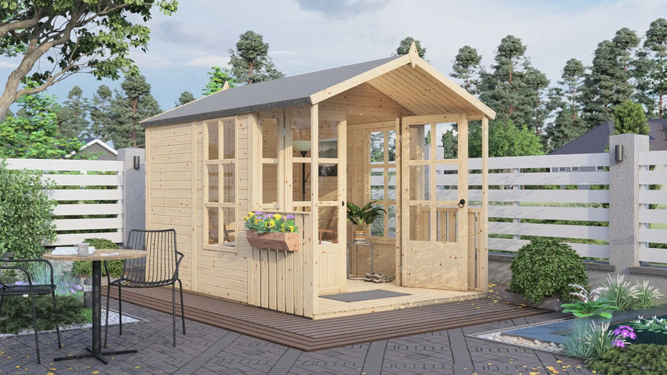 Gartenhaus Koblenz 01 inkl. Fußboden, Naturbelassen - 19 mm Elementgartenhaus, Nutzfläche: 5,9 m²