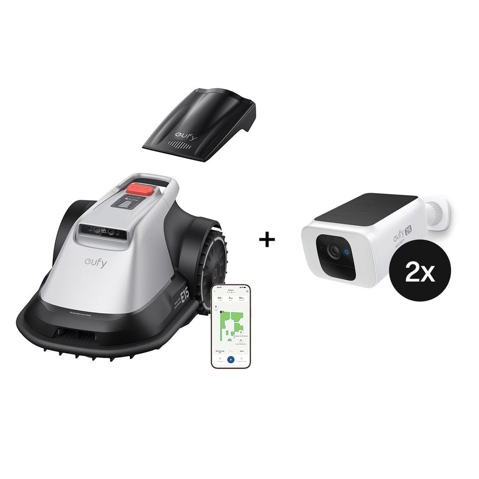 eufy Mähroboter E15 + gratis Garage + Solocam Solar 2K S40 - 2er-Set
