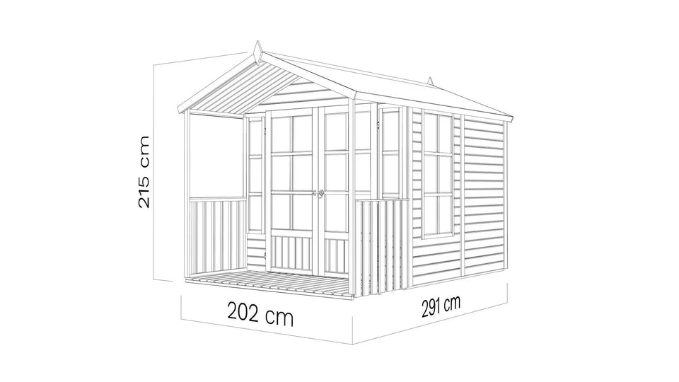 Gartenhaus Koblenz 01 inkl. Fußboden, Naturbelassen - 19 mm Elementgartenhaus, Nutzfläche: 5,9 m²