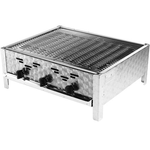 Gasbräter 3-flammig inkl. Grillrost, Druckregler & Schlauch (Indoor geeignet)