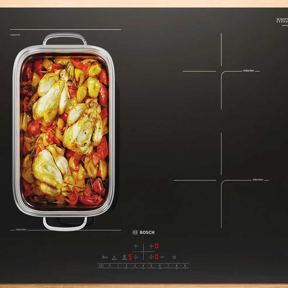 Bosch PVQ811H26E Serie 6 Induktionskochfeld mit Dunstabzug 80 cm Rahmenlos aufliegend